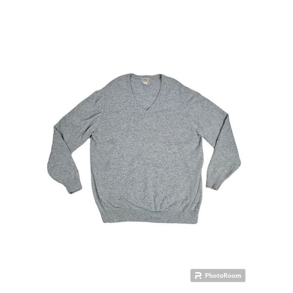 L.L. Bean Knit Wool Blend V-Neck Sweater Grey Size XX-Large Tall - Picture 1 of 4